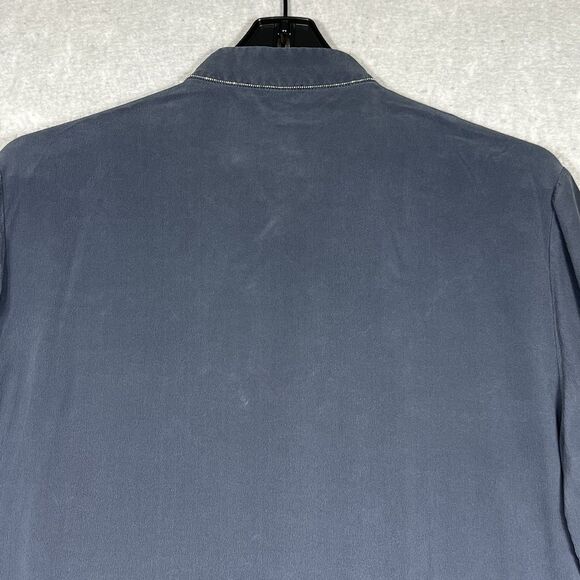 Peserico Silk Blend Tops Long Sleeve Beaded Trim - Gray Women’s 50 (Large) - Picture 10 of 13